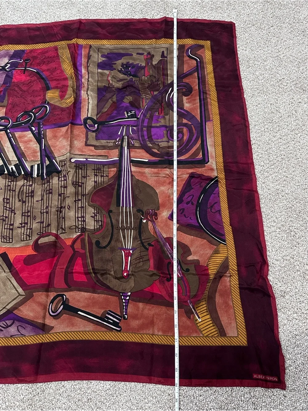 Vintage Albert Nipon Silk Musical Instrument Scarf